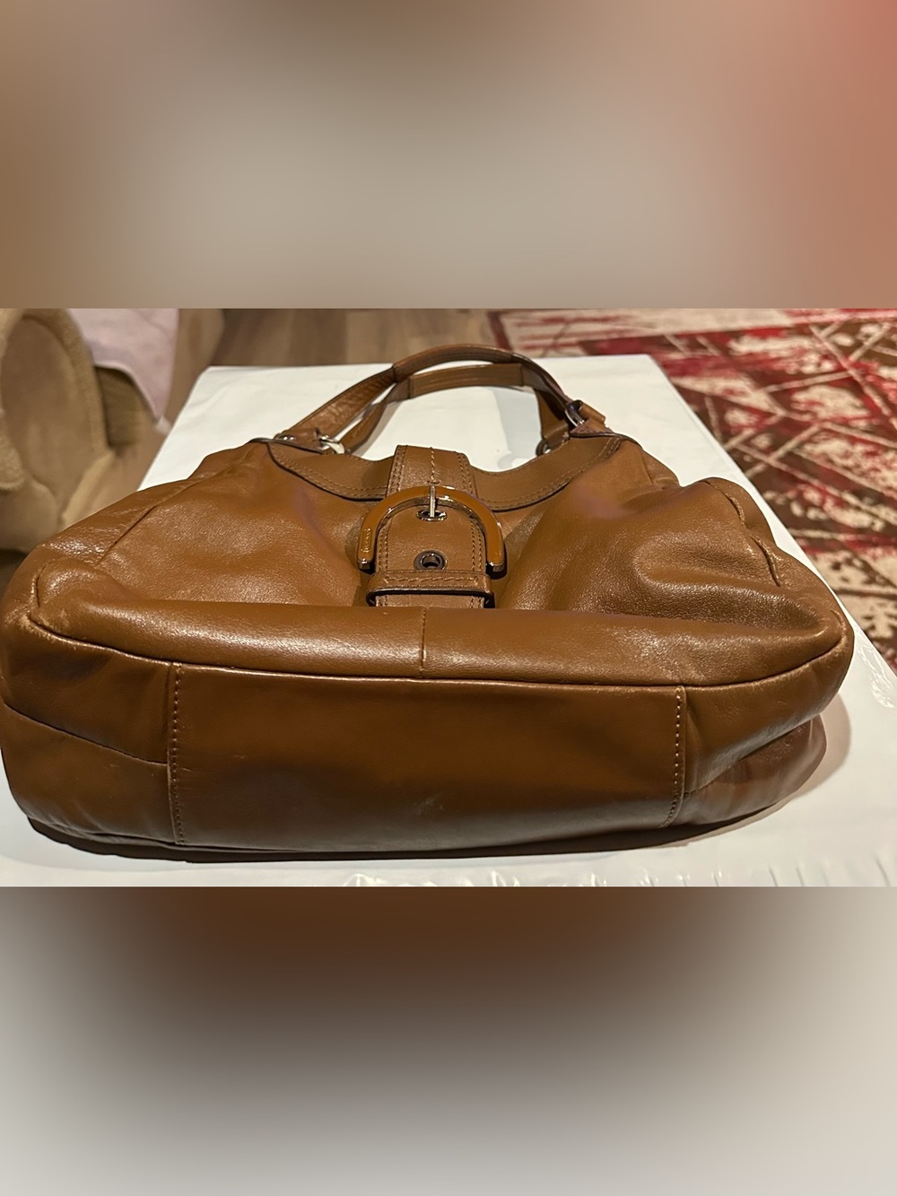 Coach Leather Shoulder Bag in Brown 3 Compartments